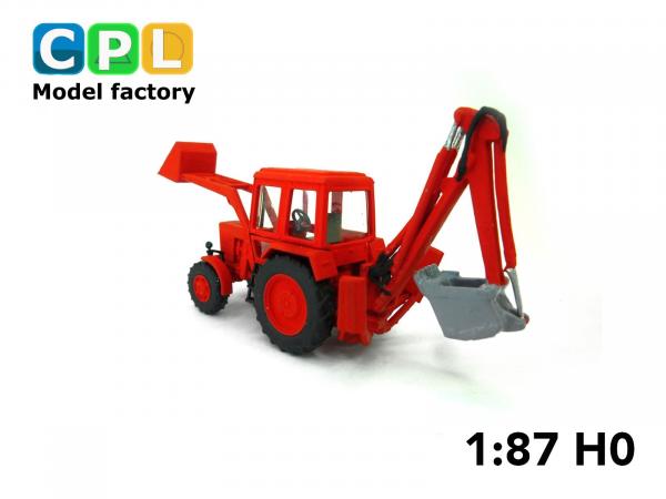 Traktorbagger MTS82 Frontlader – rot Fahrstellung